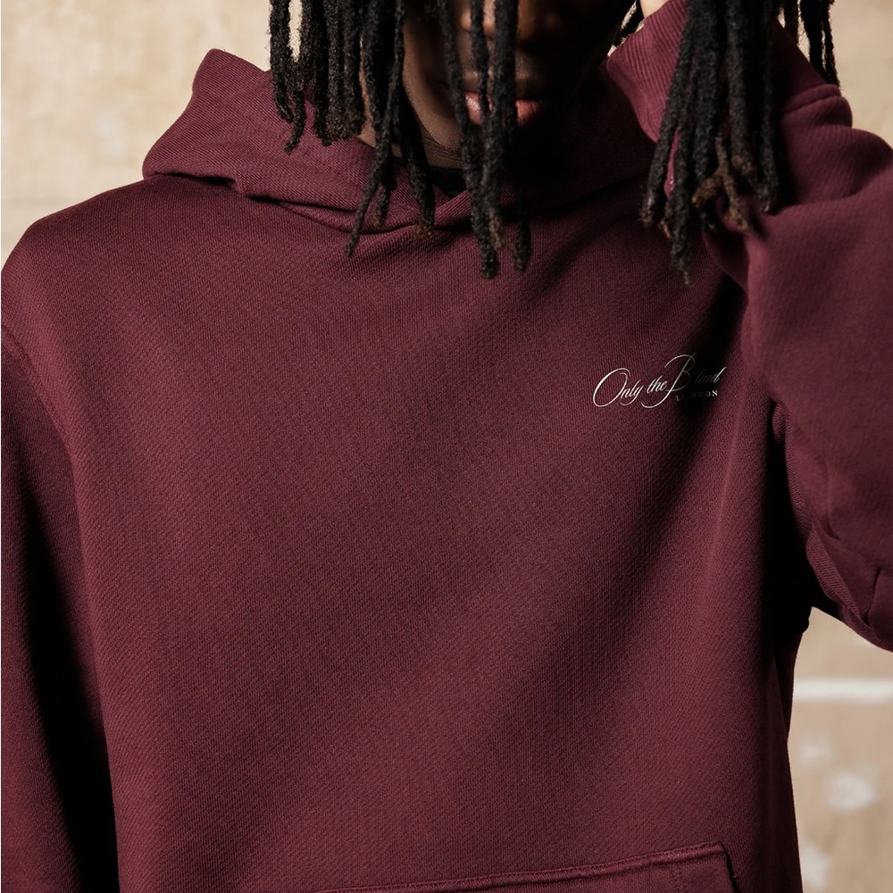Only The Blind London MAROON ESSENTIAL HOODIE S Maroon Color Men Small Fashion - Picture 7 of 13